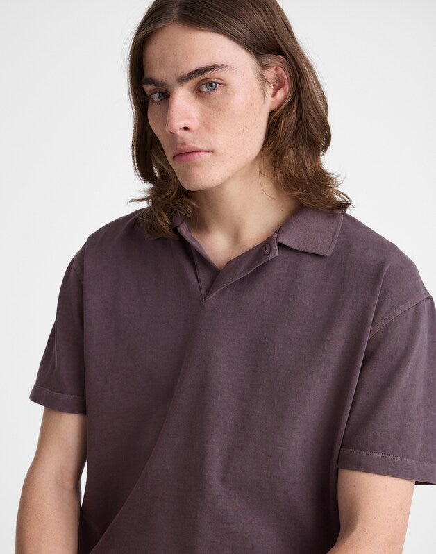 Short-Sleeve Compact-Knit Polo RUM RAISIN