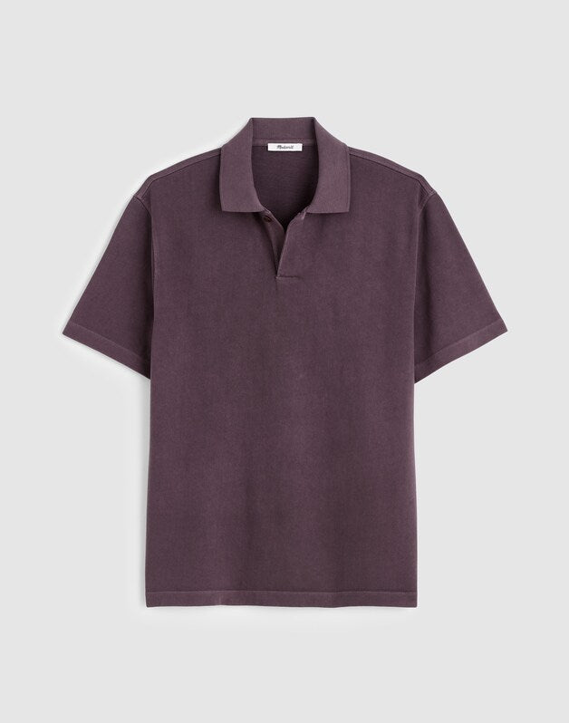 Short-Sleeve Compact-Knit Polo RUM RAISIN