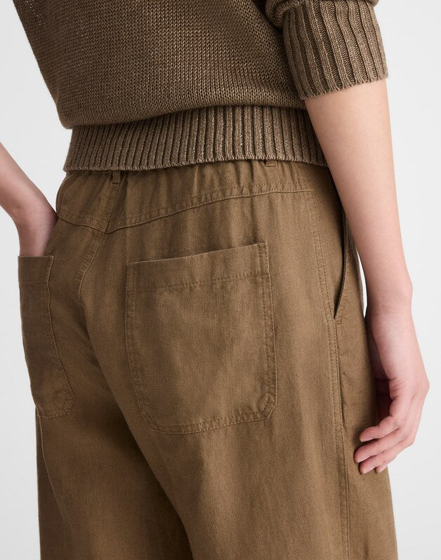 The Zoe Relaxed Straight Pant in 100% Linen SAFARI KHAKI