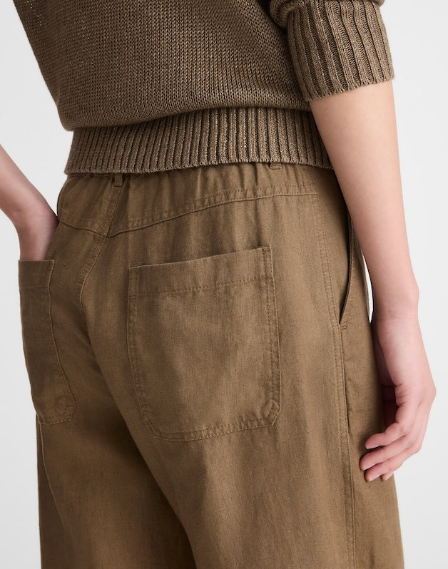 The Tall Zoe Relaxed Straight Pant in 100% Linen SAFARI KHAKI