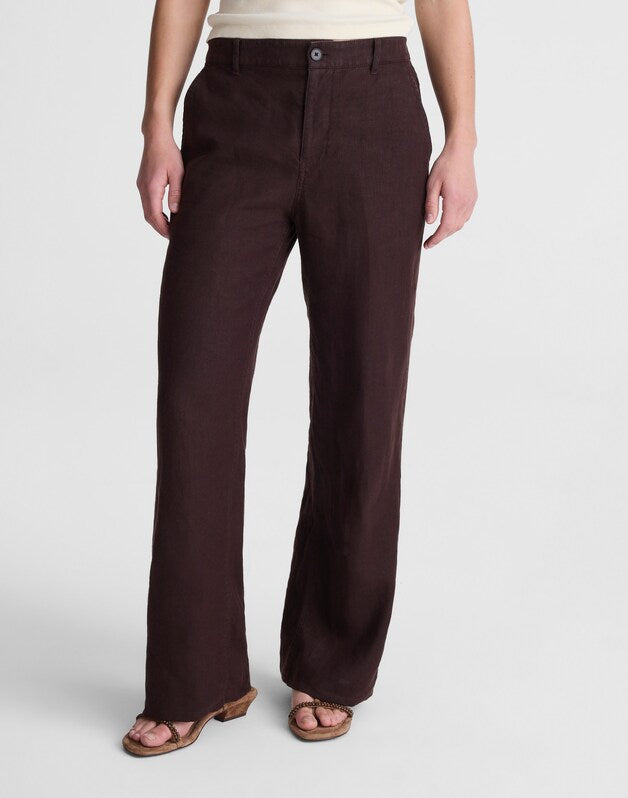 The Zoe Relaxed Straight Pant in 100% Linen COCOA