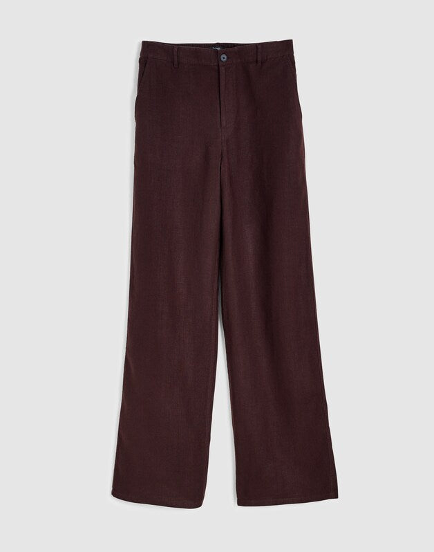 The Zoe Relaxed Straight Pant in 100% Linen COCOA