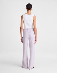 The Zoe Relaxed Straight Pant in 100% Linen LILAC CHAMBRAY