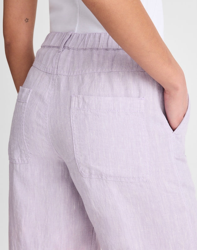 The Zoe Relaxed Straight Pant in 100% Linen LILAC CHAMBRAY