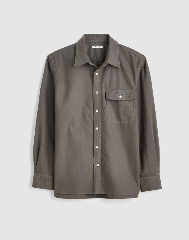 Single-Pocket Shirt in Allday Oxford PELICAN GREEN