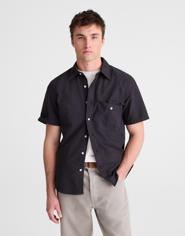 Short-Sleeve Single-Pocket Shirt in Allday Oxford LICORICE