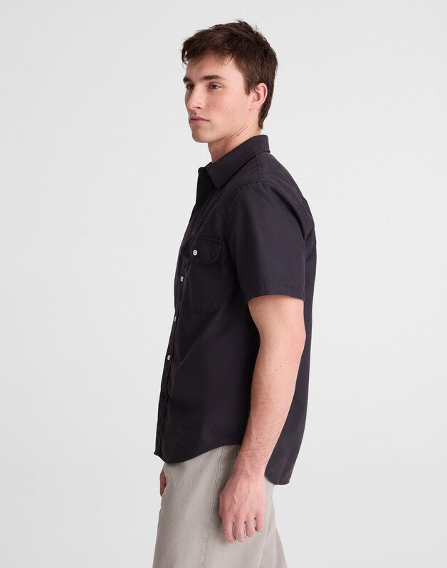Short-Sleeve Single-Pocket Shirt in Allday Oxford LICORICE