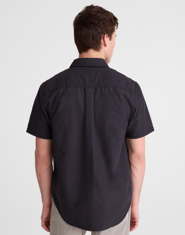 Short-Sleeve Single-Pocket Shirt in Allday Oxford LICORICE
