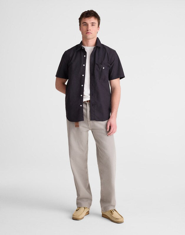 Short-Sleeve Single-Pocket Shirt in Allday Oxford LICORICE
