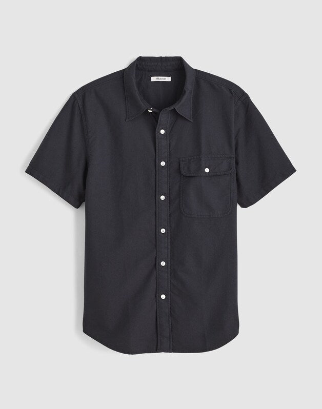 Short-Sleeve Single-Pocket Shirt in Allday Oxford LICORICE