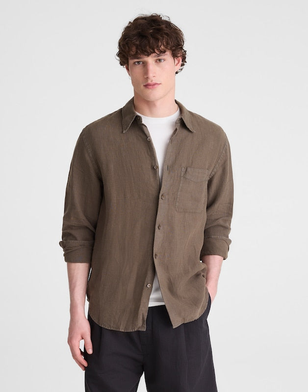 Button-Up Shirt in Linen CAPERS