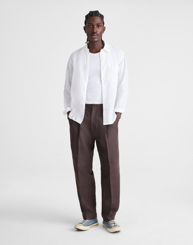 Button-Up Shirt in Linen WHITE