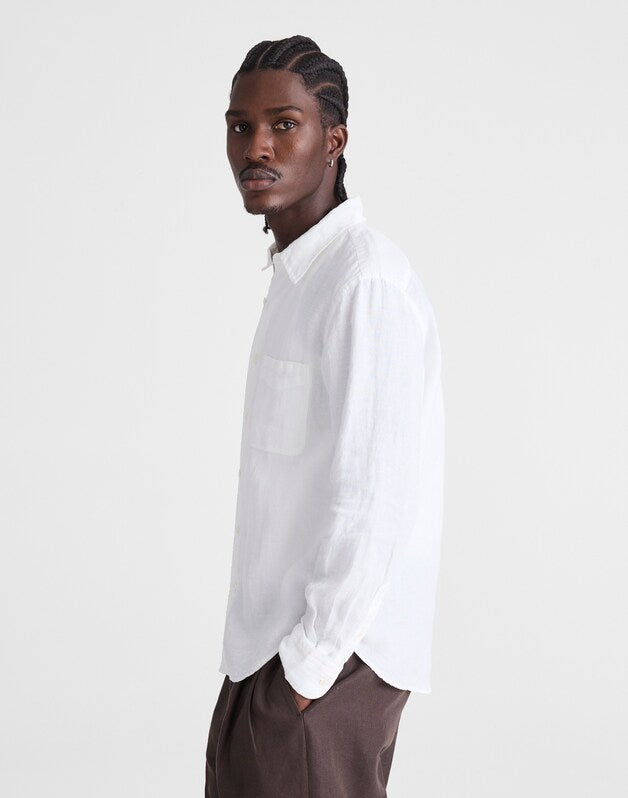 Button-Up Shirt in Linen WHITE