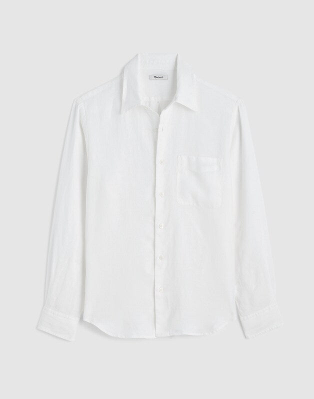 Button-Up Shirt in Linen WHITE