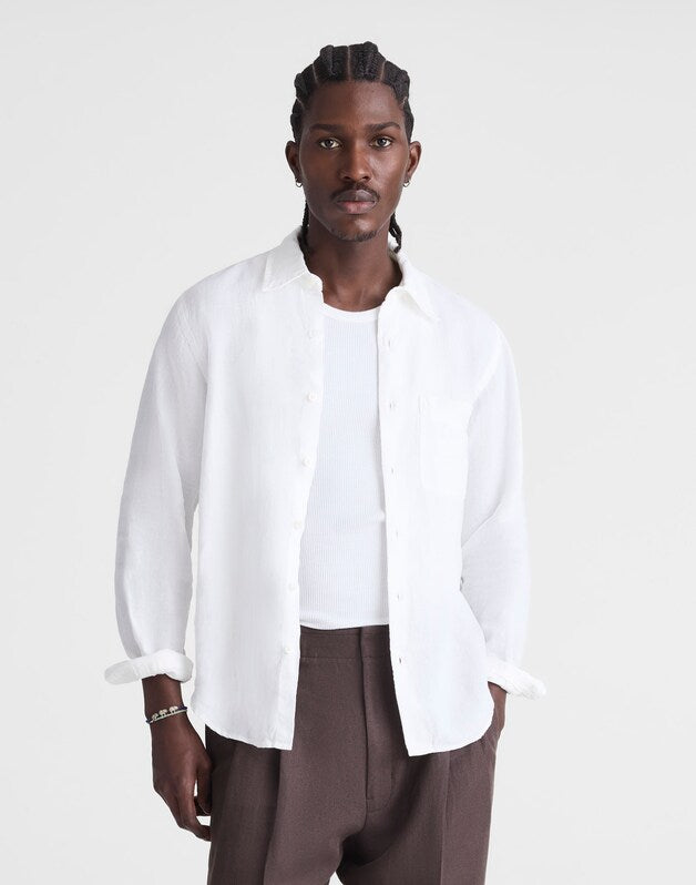 Button-Up Shirt in Linen WHITE