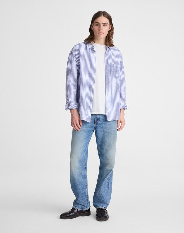 Button-Up Shirt in Linen STRIPE