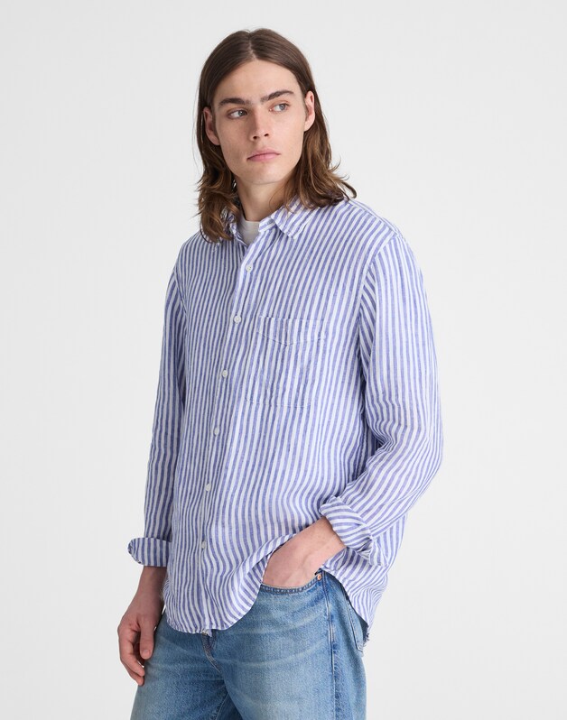 Button-Up Shirt in Linen STRIPE