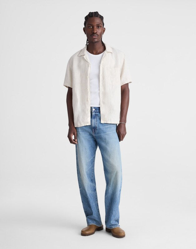 Short-Sleeve Camp Shirt in Linen BLEACHED