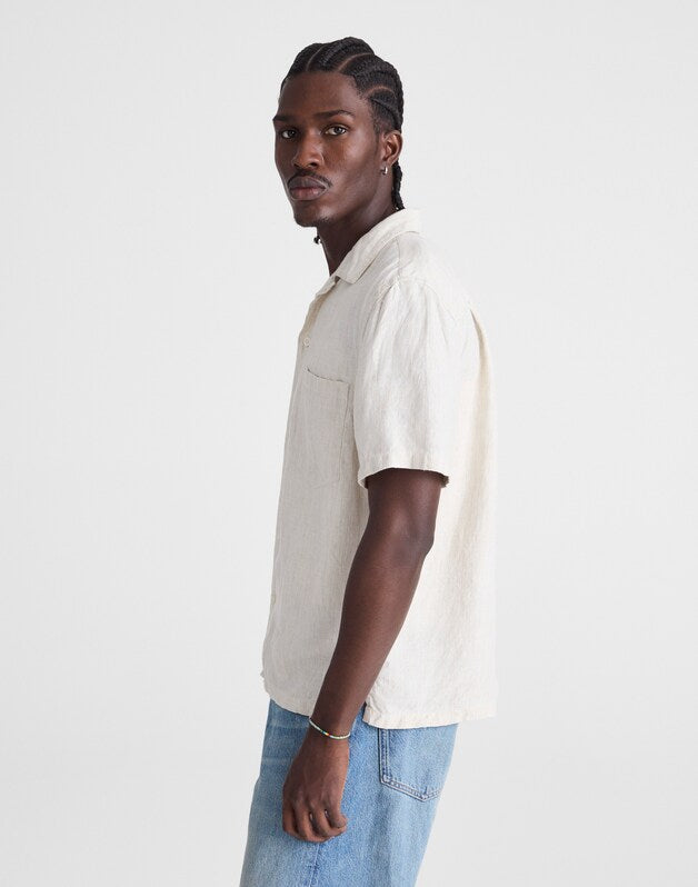 Short-Sleeve Camp Shirt in Linen BLEACHED
