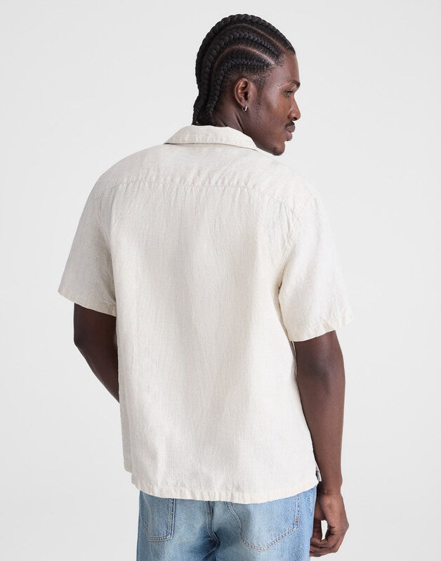 Short-Sleeve Camp Shirt in Linen BLEACHED