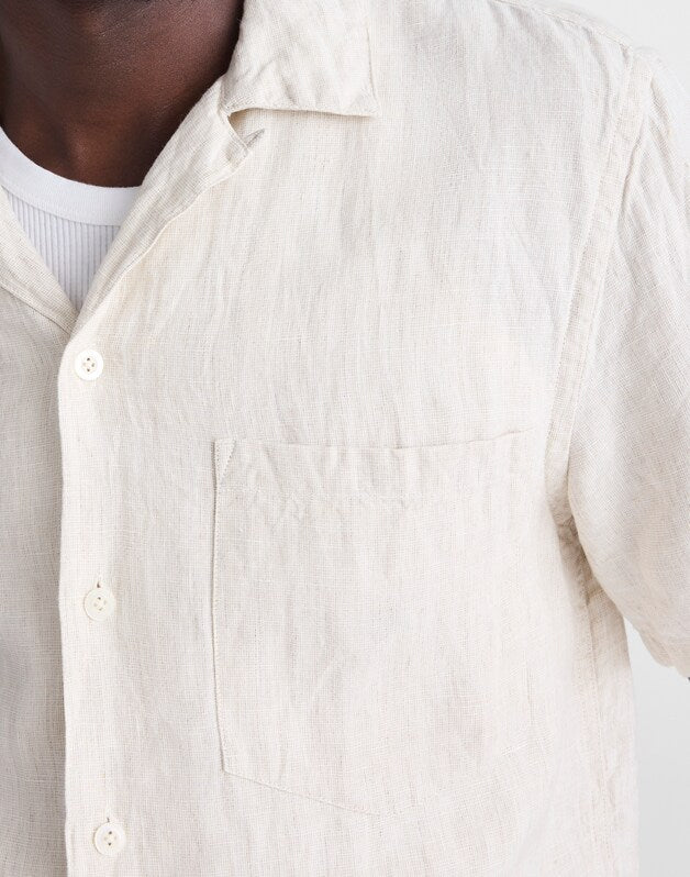 Short-Sleeve Camp Shirt in Linen BLEACHED