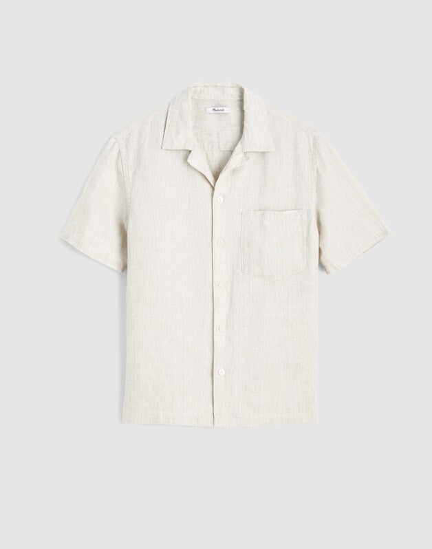 Short-Sleeve Camp Shirt in Linen BLEACHED