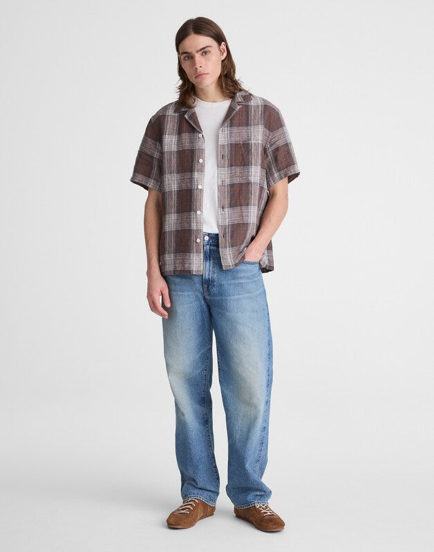 Short-Sleeve Camp Shirt in Linen HERITAGE PLAID