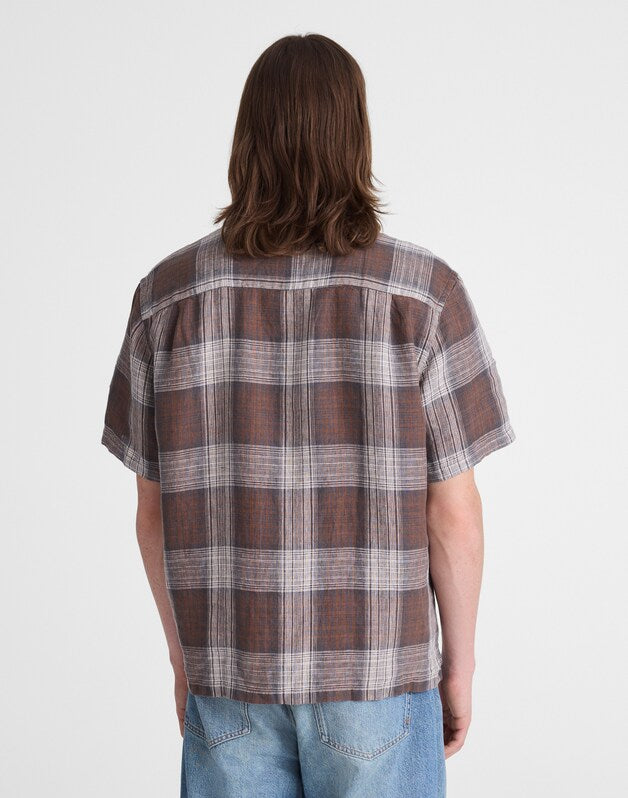Short-Sleeve Camp Shirt in Linen HERITAGE PLAID
