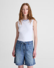 The Drawstring Short in Airy Denim PICKETT WASH