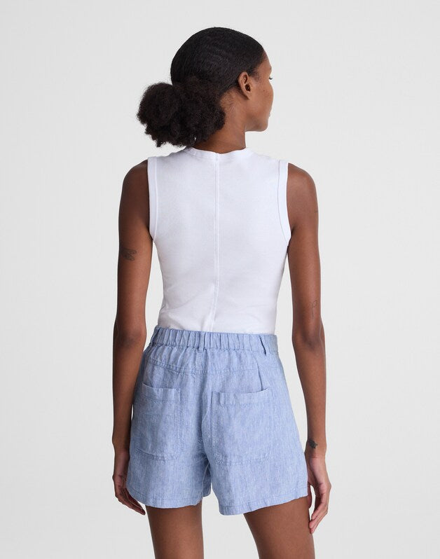 The Zoe Short in 100% Linen SUNFADED BLUE
