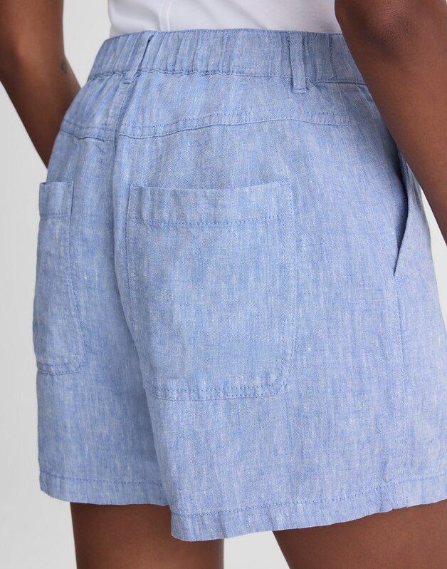 The Zoe Short in 100% Linen SUNFADED BLUE