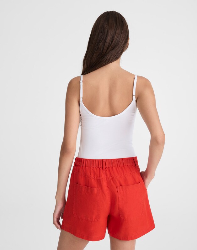 The Zoe Short in 100% Linen WILD POPPY