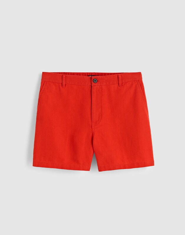 The Zoe Short in 100% Linen WILD POPPY