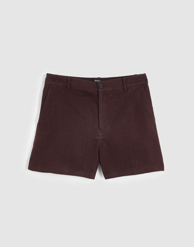 The Zoe Short in 100% Linen COCOA