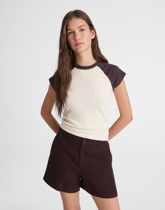 The Zoe Short in 100% Linen COCOA