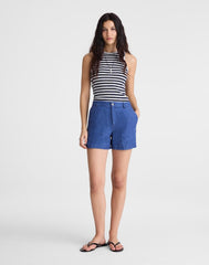 The Zoe Short in 100% Linen INDIGO CHAMBRAY