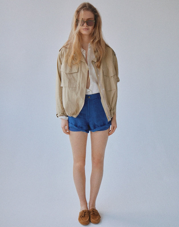 The Zoe Short in 100% Linen INDIGO CHAMBRAY
