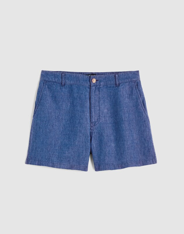 The Zoe Short in 100% Linen INDIGO CHAMBRAY