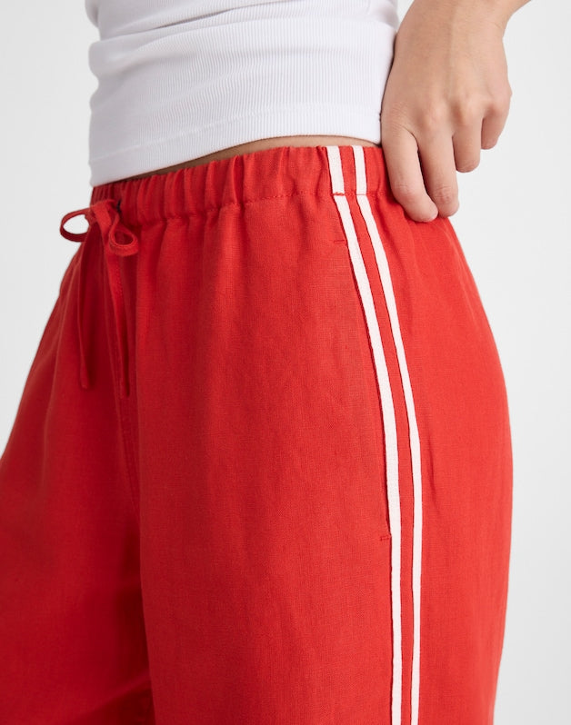 Pull-On Pants in 100% Linen WILD POPPY