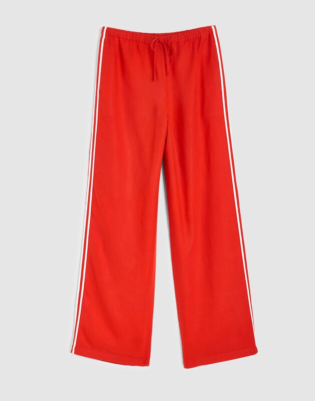 Pull-On Pants in 100% Linen WILD POPPY