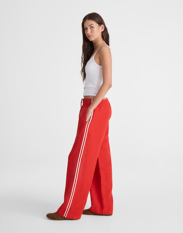 Pull-On Pants in 100% Linen WILD POPPY