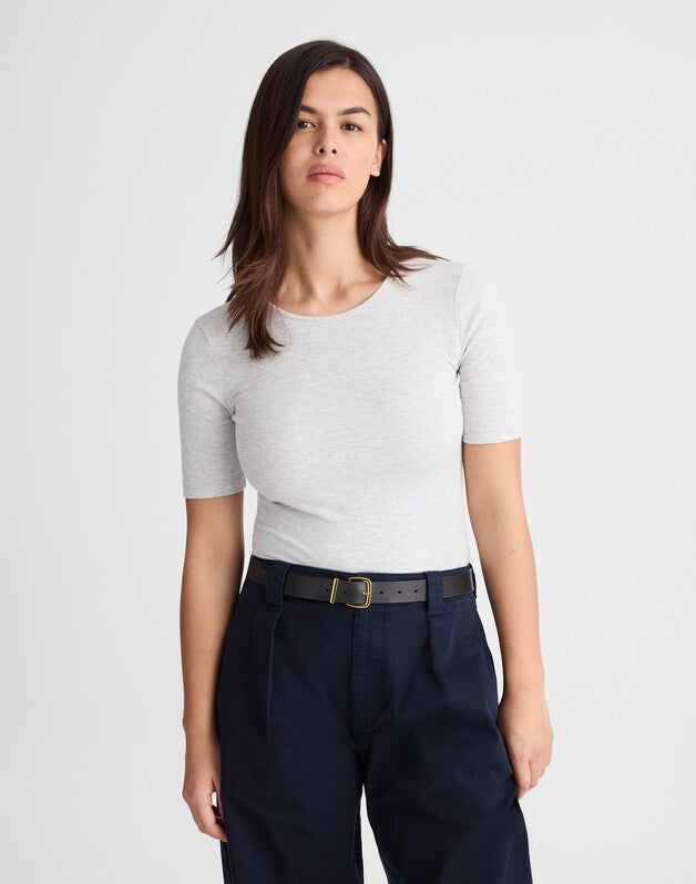 The 9-9 Tee in LuxeRib HTHR SLATE