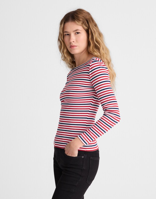 The '90s Boatneck Tee in Compact Cotton DEEP CRIMSON