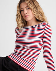The '90s Boatneck Tee in Compact Cotton DEEP CRIMSON