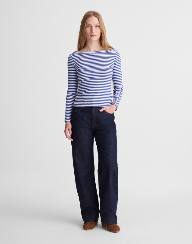 The '90s Boatneck Tee in Compact Cotton FRENCH BLUE