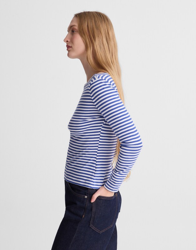 The '90s Boatneck Tee in Compact Cotton FRENCH BLUE