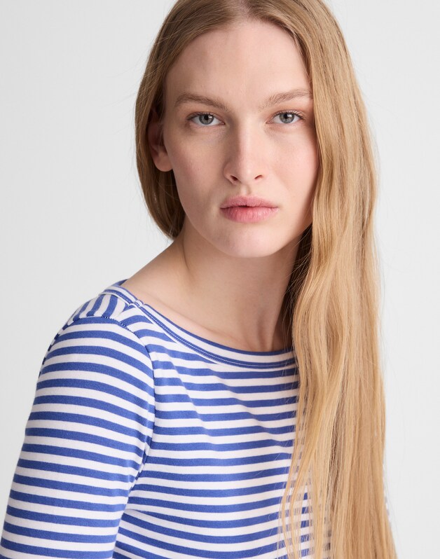 The '90s Boatneck Tee in Compact Cotton FRENCH BLUE