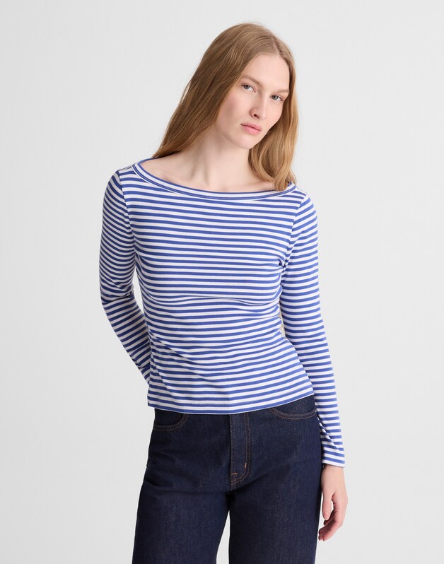 The '90s Boatneck Tee in Compact Cotton FRENCH BLUE