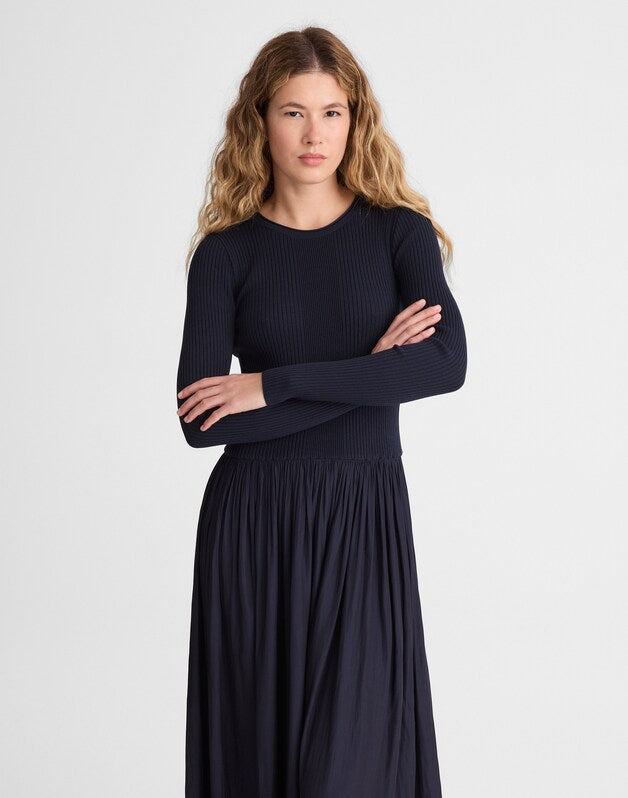 Ribbed Scoopneck Midi Dress CLASSIC NAVY