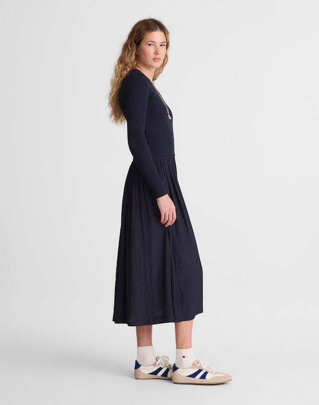 Ribbed Scoopneck Midi Dress CLASSIC NAVY